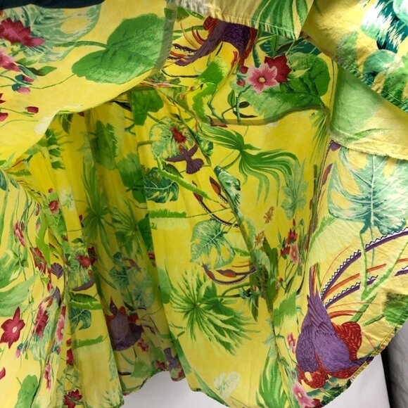 Handmade Yellow Tropical Floral Patterned Sleeveless Mini Dress size ~M - Picture 7 of 15